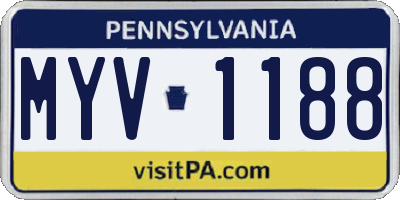 PA license plate MYV1188