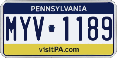 PA license plate MYV1189