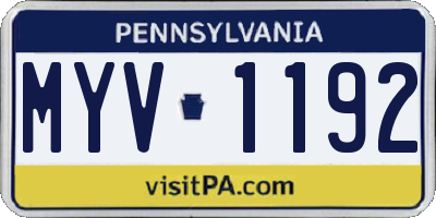 PA license plate MYV1192