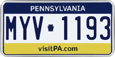 PA license plate MYV1193