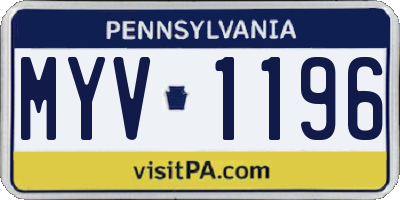 PA license plate MYV1196