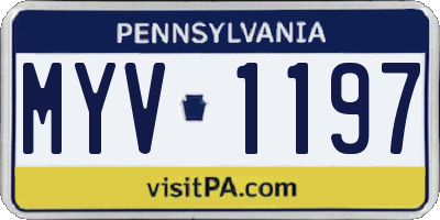 PA license plate MYV1197