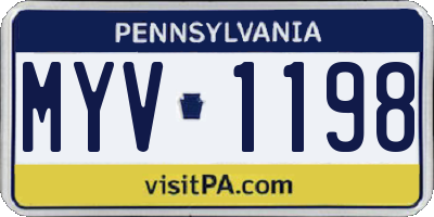 PA license plate MYV1198