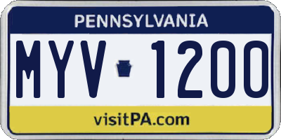 PA license plate MYV1200