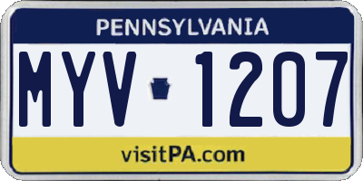 PA license plate MYV1207