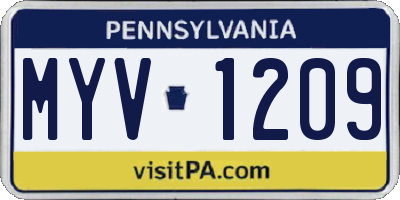 PA license plate MYV1209