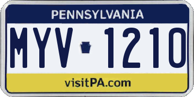 PA license plate MYV1210