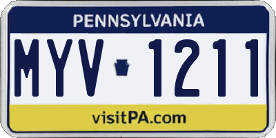 PA license plate MYV1211
