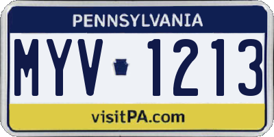 PA license plate MYV1213