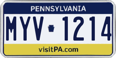 PA license plate MYV1214