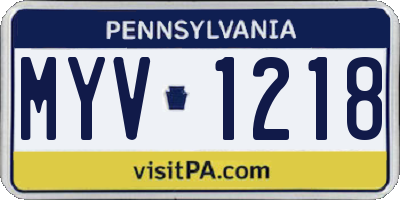 PA license plate MYV1218