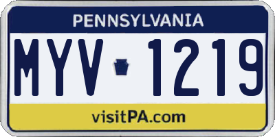 PA license plate MYV1219