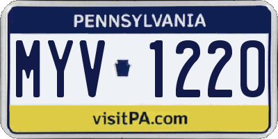 PA license plate MYV1220