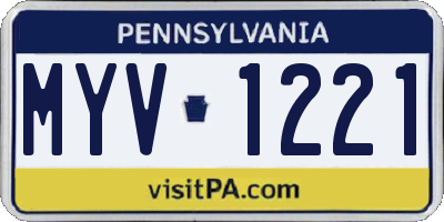 PA license plate MYV1221