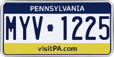PA license plate MYV1225