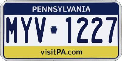 PA license plate MYV1227