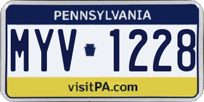 PA license plate MYV1228