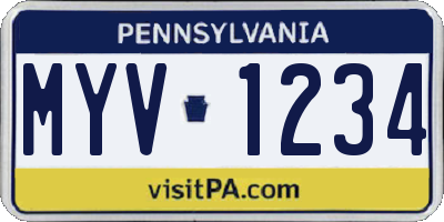 PA license plate MYV1234