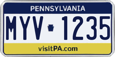 PA license plate MYV1235