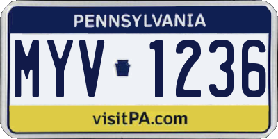 PA license plate MYV1236