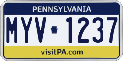 PA license plate MYV1237