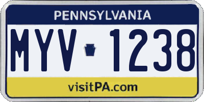 PA license plate MYV1238