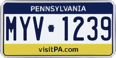 PA license plate MYV1239