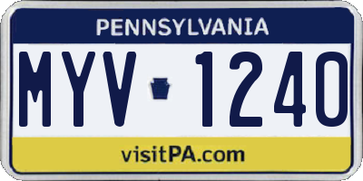 PA license plate MYV1240
