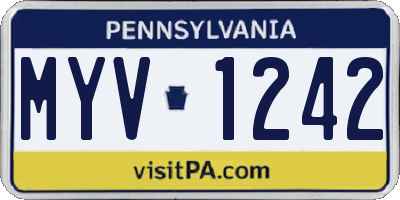 PA license plate MYV1242
