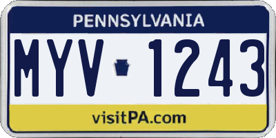 PA license plate MYV1243