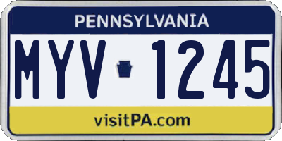 PA license plate MYV1245