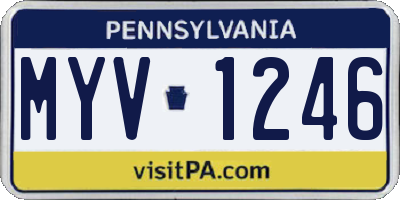PA license plate MYV1246