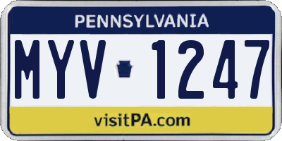 PA license plate MYV1247