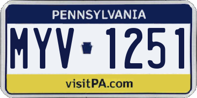 PA license plate MYV1251