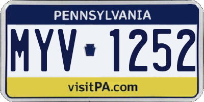 PA license plate MYV1252