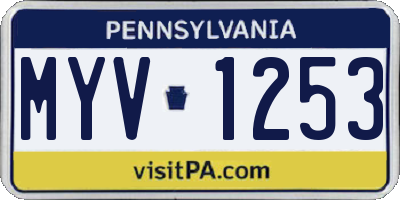 PA license plate MYV1253