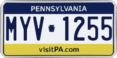 PA license plate MYV1255