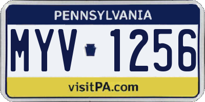 PA license plate MYV1256