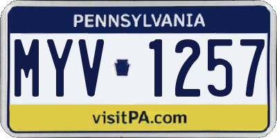 PA license plate MYV1257