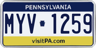 PA license plate MYV1259