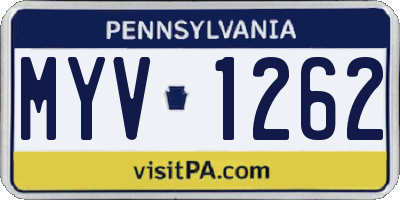 PA license plate MYV1262