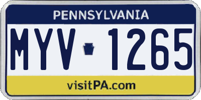 PA license plate MYV1265