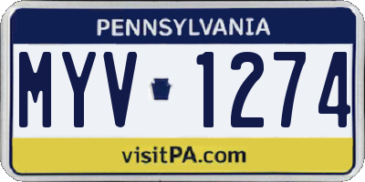 PA license plate MYV1274