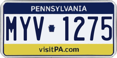 PA license plate MYV1275