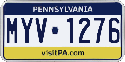 PA license plate MYV1276