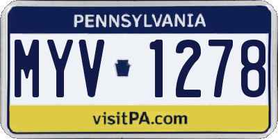 PA license plate MYV1278