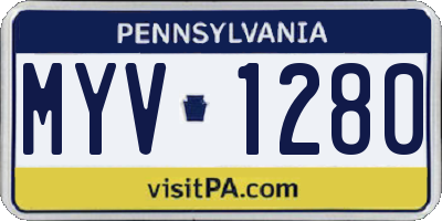 PA license plate MYV1280