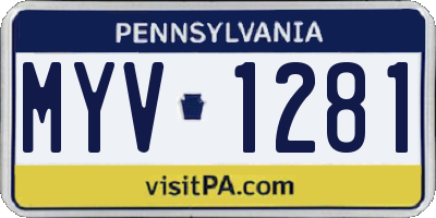 PA license plate MYV1281