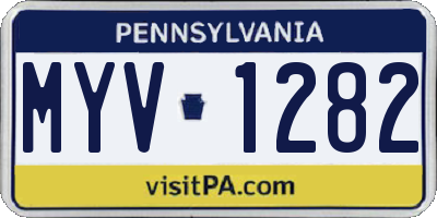 PA license plate MYV1282
