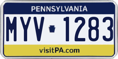 PA license plate MYV1283
